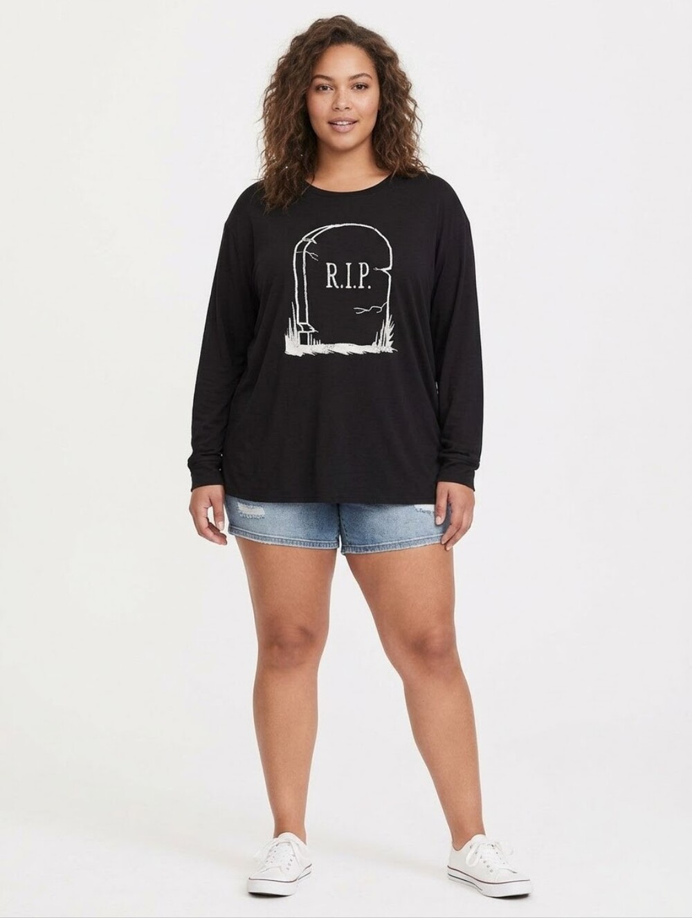 R.I.P. Tombstone Graphic Long Sleeve T-Shirt Unisex Halloween Casual Top XS-3XL - Picture 3 of 6